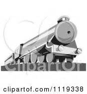 Clipart of a Retro Black and White Diesel Train - Royalty Free Vector Illustration by patrimonio ...