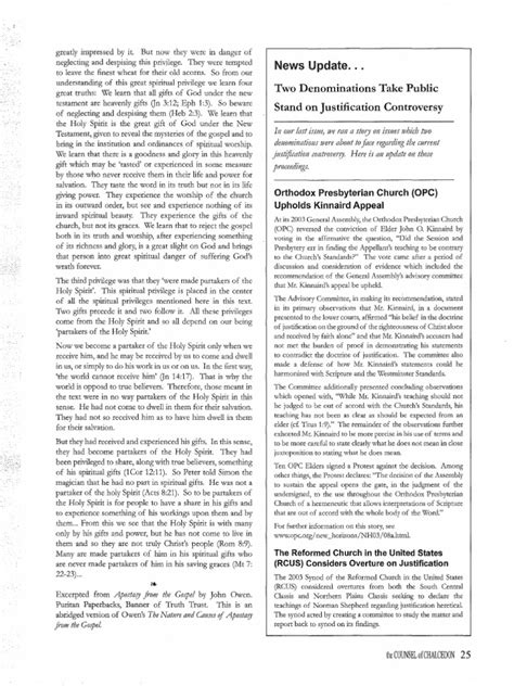 2003 Issue 2 - Update: Two Denominations Take Public Stand - Counsel of Chalcedon | PDF ...