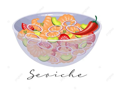 Peruvian Seafood Ceviche Salad Illustration Marinated America ...