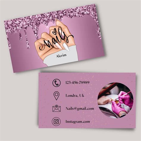 Editable Nail Artist Business Card Template Professionally Designed ...