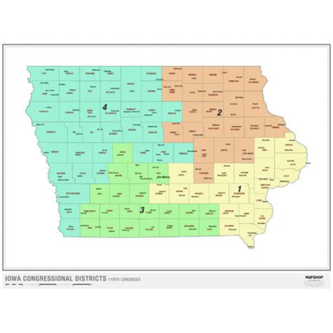 Iowa 2024 Congressional Districts Wall Map by MapShop - The Map Shop