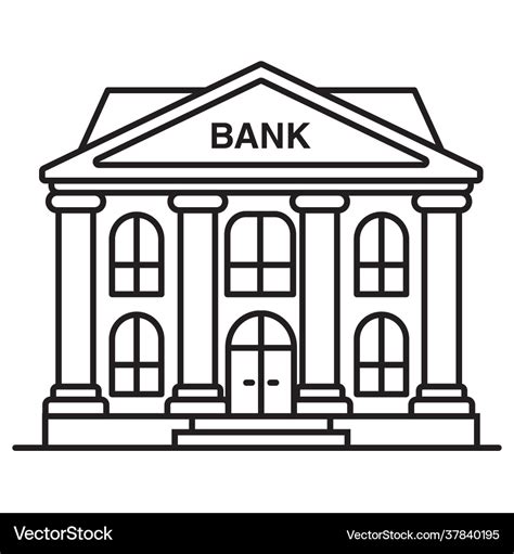 Bank icon building with columns outline Royalty Free Vector