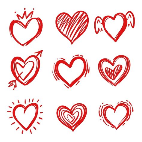 Colección de dibujos de corazones dibujados a mano de Doodle | Vector Gratis