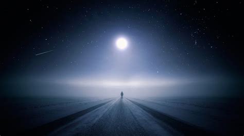 Wallpaper : photography, silhouette, night sky, starry night, comet, winter, alone, loneliness ...