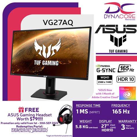 ASUS TUF Gaming VG27AQ HDR Gaming Monitor 27.0 inch WQHD (2560x1440 ...