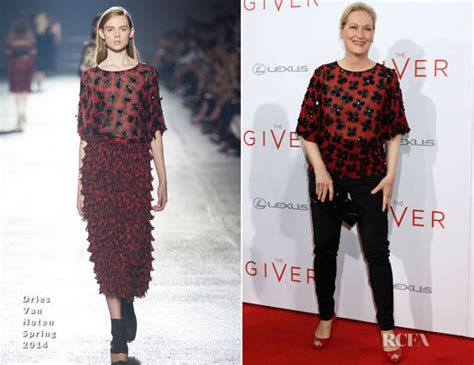 Meryl Streep In Dries Van Noten - 'The Giver' New York Premiere - Red Carpet Fashion Awards