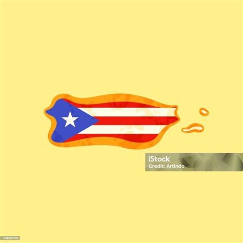 Puerto Rico Map Colored With Puerto Rican Flag Stock Illustration ...