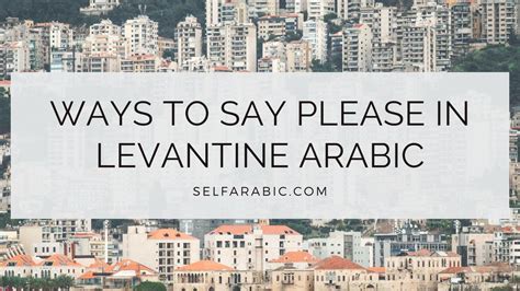 Levantine Arabic Vocabulary Archives - Selfarabic