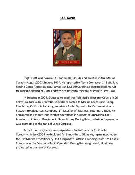 Usmc Biography Template