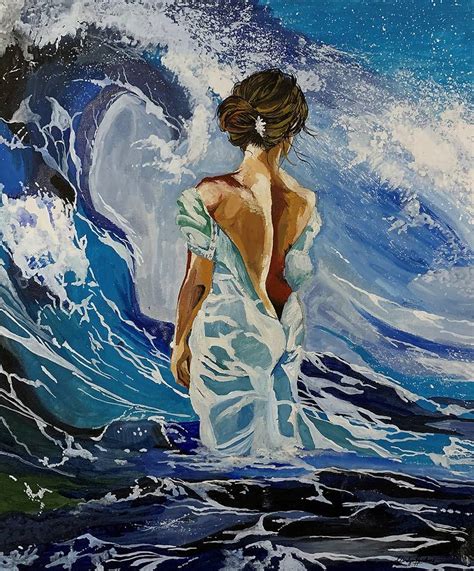 Woman in the sea Painting by Scarlet Paintings | Saatchi Art