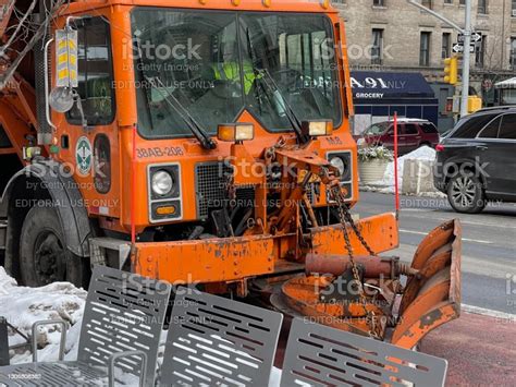 New York City Snow Plow Truck On Streets Of Upper East Side Stock Photo ...