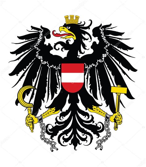 Águila heráldica de Austria escudo de armas vector ilustración aislada sobre fondo blanco ...