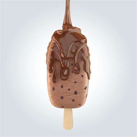 Premium Photo | Ice cream on stick covered with chocolate