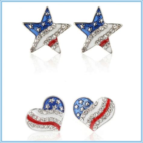 Aliexpress.com : Buy New Heart Crystal Ear Studs Fashion Star Shape American Flag Earrings For ...