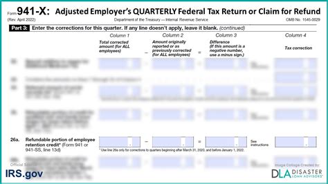 941-X: 26a. Refundable Portion of Employee Retention Credit, Form Instructions (revised 2024 ...