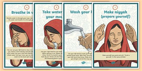 How to Perform Wudu Steps with Pictures (Teacher-Made)