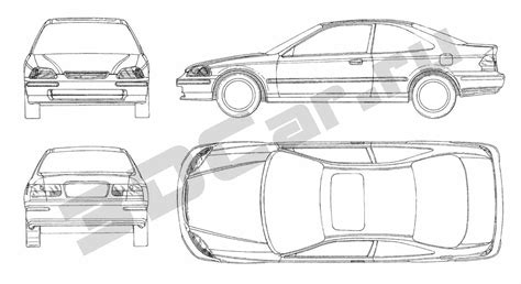 Чертеж Honda Civic Coupe :: [ 3DCar.ru ] - 3D модели автомобилей, галерея, форум, чертежи ...