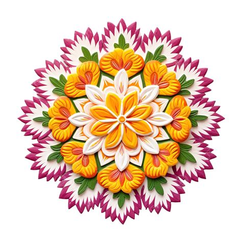 Flower Rangoli For Diwali Or Onam Or Pongal Over White Scene, Hindu ...