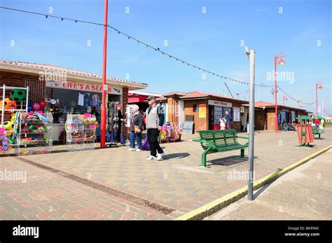 Mablethorpe Seaside Town Beach Huts and Shops Stock Photo - Alamy