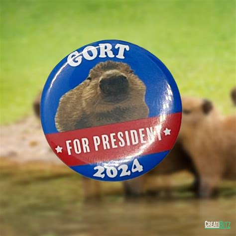 Gort for President 2024 Capybara Meme OK I Pull up Pinback - Etsy