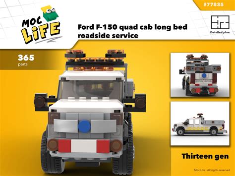 lego® Custom Instructions Ford F-150 quad cab long bed roadside service thirteen gen