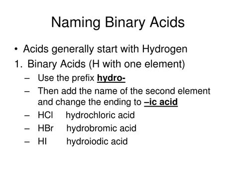 Rule For Naming Binary Acids