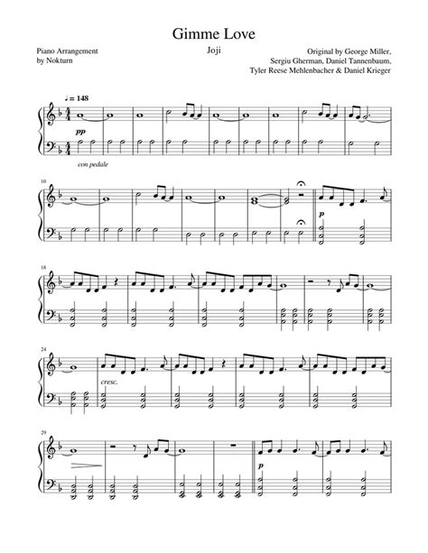 Gimme Love - Joji Sheet music for Piano (Solo) | Musescore.com