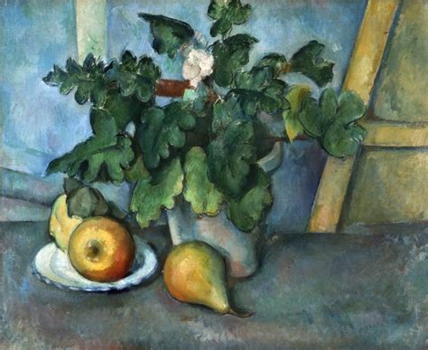 Cezanne Still Life C1888. Npaul Cezanne Pot Of Flowers And Pears. Canvas C1888-90. Poster Print ...