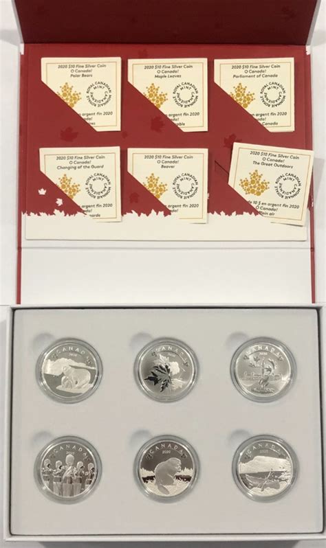 Canada: 2020 $10 O Canada Series 1/2 oz Pure Silver Coin Set (6 Coins) - London Coin Centre Inc.