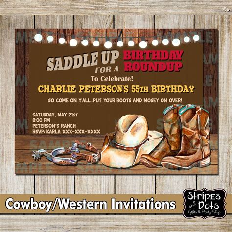 Western Invitations-cowboy's Party-western Party-cowboy - Etsy