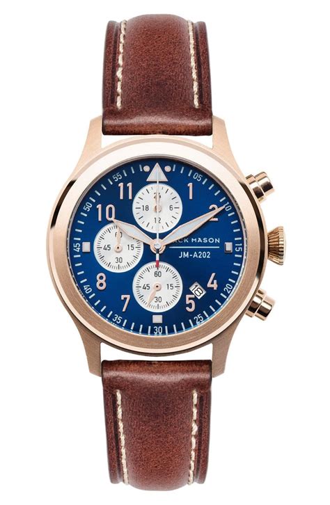 Jack Mason Aviation Chronograph Leather Strap Watch, 36mm | Nordstrom