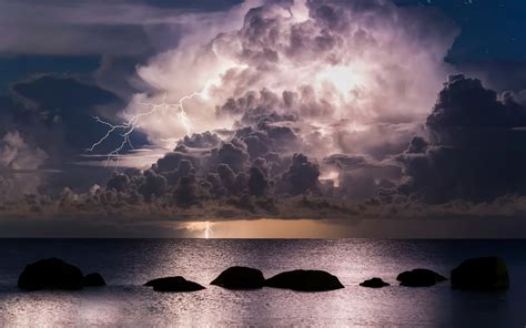 Download Horizon Lightning Cloud Sky Nature Storm HD Wallpaper