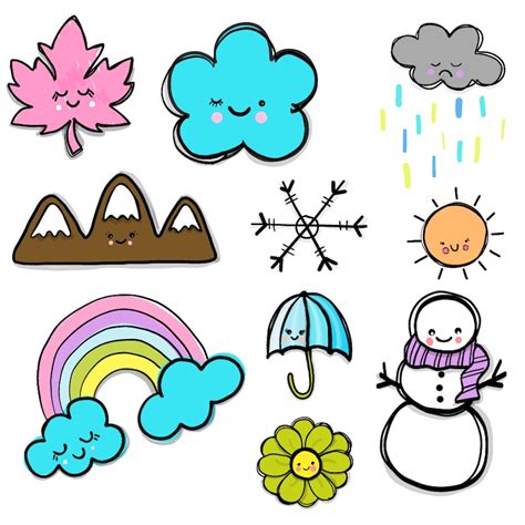 Weather Seasons Clipart. 10 PNG Files. Transparent Background. - Etsy