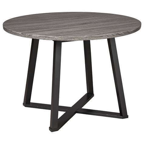 Benchcraft Centiar Round Dining Room Table with Gray Top and Black ...