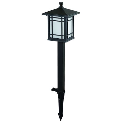 Hampton Bay Low-Voltage Bronze Outdoor Integrated LED Mission Style Landscape Path Light with ...