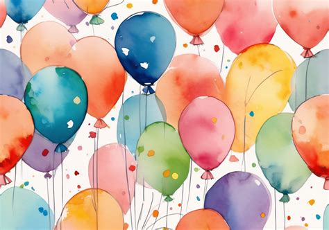 Watercolor Birthday Balloons Free Stock Photo - Public Domain Pictures