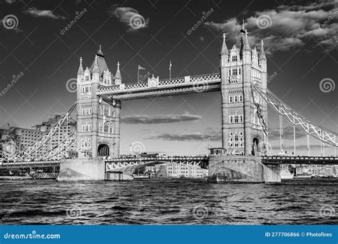 Tower Bridge in London, UK in Black and White Stock Photo - Image of building, kingdom: 277706866