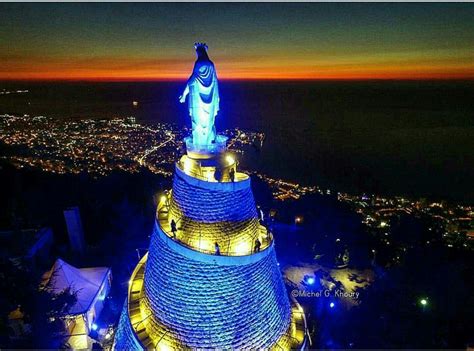 Our Lady of Harissa, Lebanon | Lady, Night, Lebanon