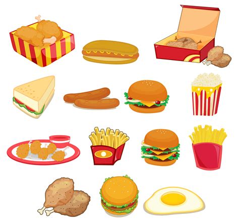 Junk food on white 416910 Vector Art at Vecteezy