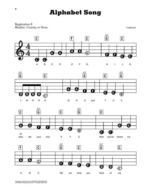 Alphabet Song by Traditional Sheet Music for E-Z Play Today at Sheet Music Direct