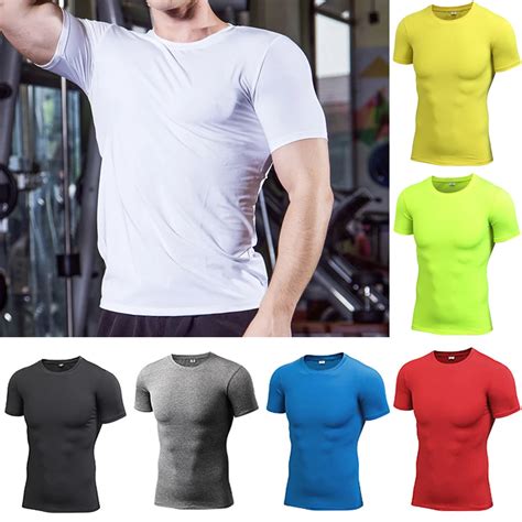 Men's Quick Dry Short Sleeve T Shirt Running Fitness Athletic Shirts Sportswear SPSYL0001-in T ...