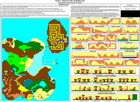 Zelda II: The Adventure of Link Overworld: East Hyrule/Caves Map Map for NES by StarFighters76 ...