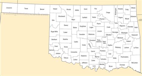 ♥ A large detailed Oklahoma State County Map