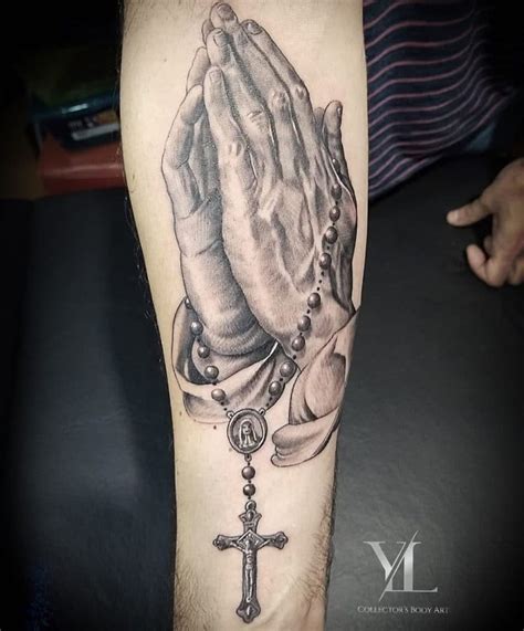 Praying Hands Rosary Beads Tattoo