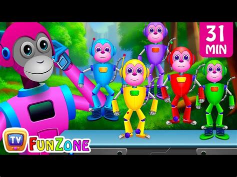 Five Little Monkeys - The Robot Monkeys + More ChuChu TV Funzone Nursery Rhymes & Toddler Videos ...