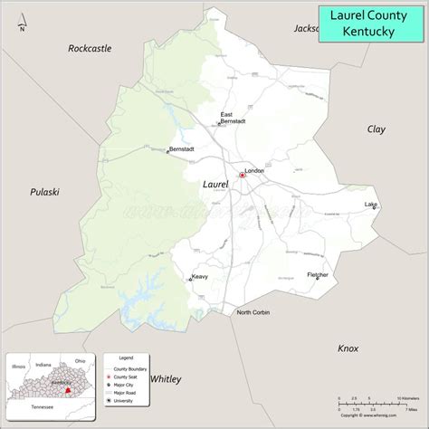 Laurel County, Kentucky Map