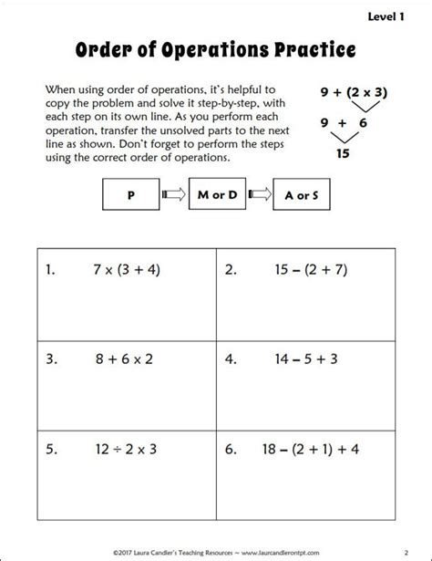 Order Of Operations Easy Worksheets