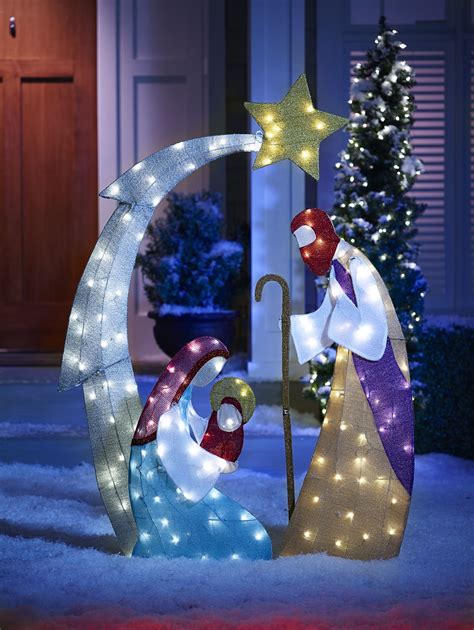 Fingerhut - alcove Lighted Nativity Scene | Outdoor christmas, Outdoor christmas decorations ...