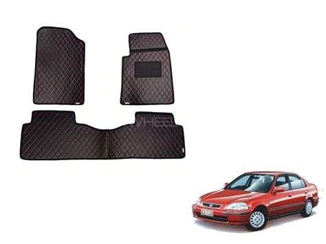 Honda Civic Diamond Cut Floor Mats 1996-2000 Black Red