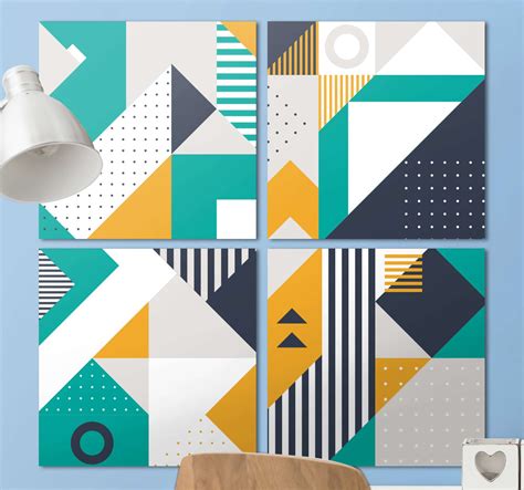 Triangles geometric art geometric wall canvas - TenStickers